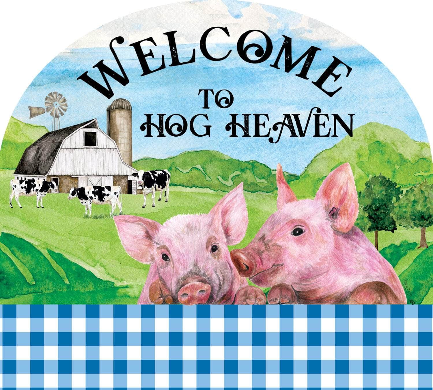 Hog Heaven Arbor Mate panel featuring playful pigs and farm accents, crafted from durable PVC to bring whimsical charm and country beauty to your garden or outdoor space.