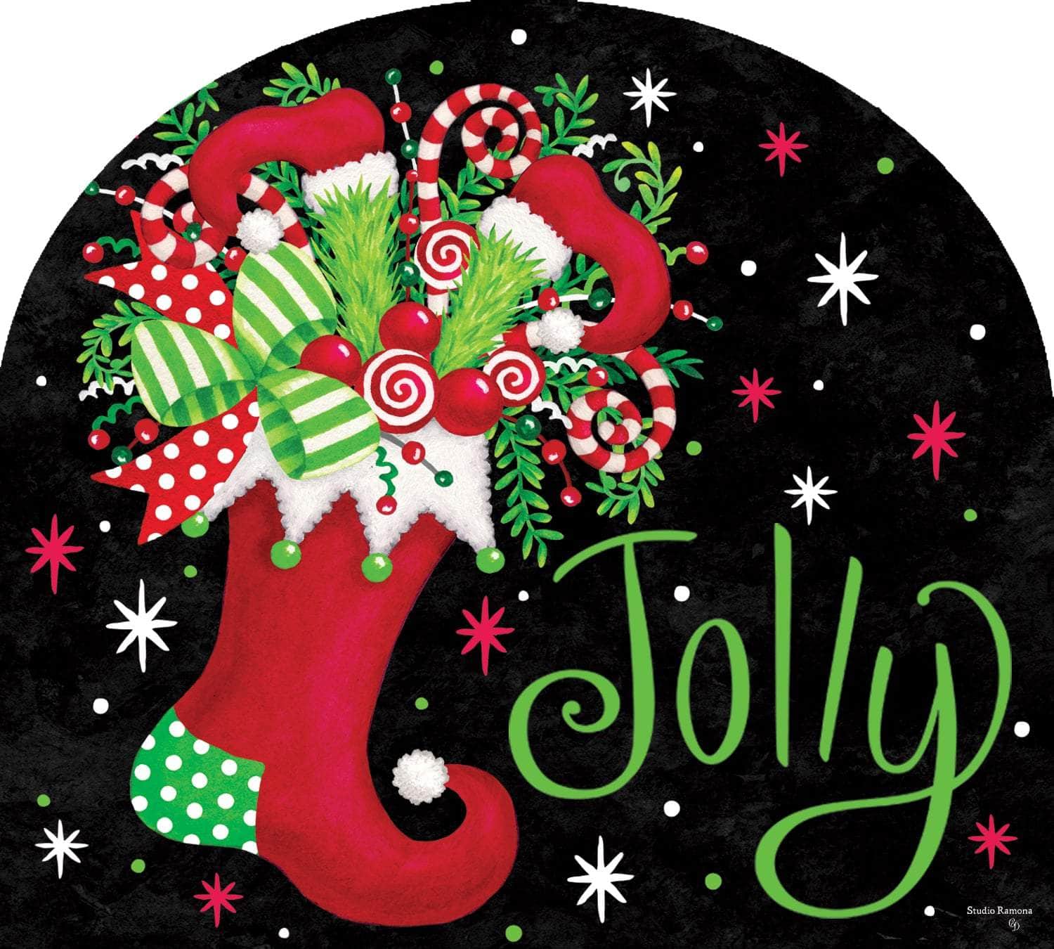Jolly Stocking Arbor Mate panel featuring a vibrant Christmas stocking, crafted from durable PVC to bring festive charm and holiday spirit to your garden or outdoor space.