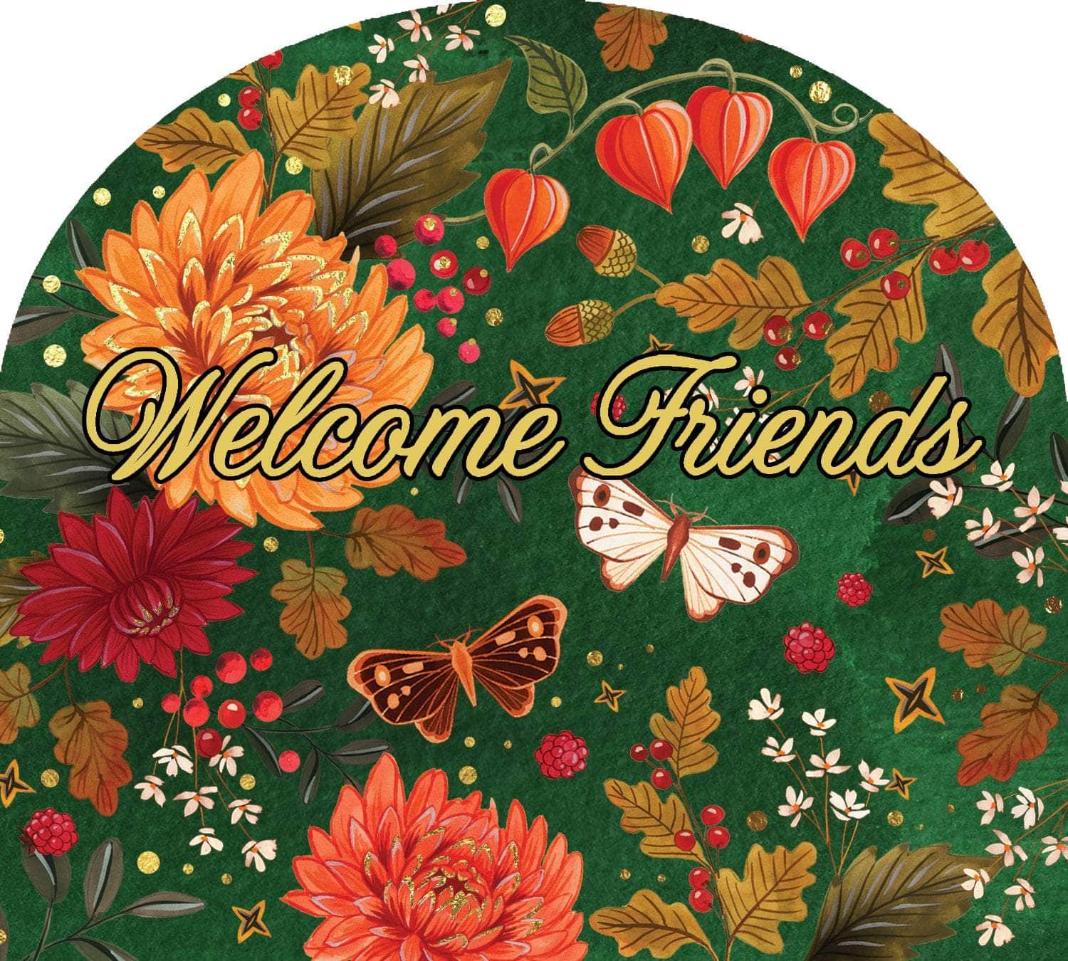 Mums on Green-Arbor Mate panel featuring colorful mums on a green background, crafted from durable PVC to bring autumn elegance to your outdoor decor.