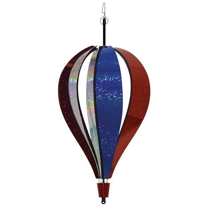 Patriot Sparkler 6-Panel Hot Air Balloon on a white background, showcasing its bold red, white, and blue sparkler-inspired design.