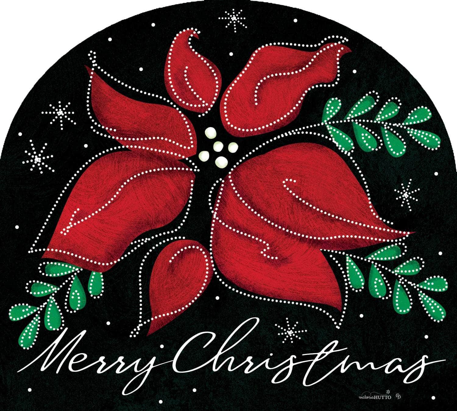 Poinsettia on Black-Arbor Mate panel featuring a bold red poinsettia on a black background, crafted from durable PVC to bring festive sophistication to your decor.