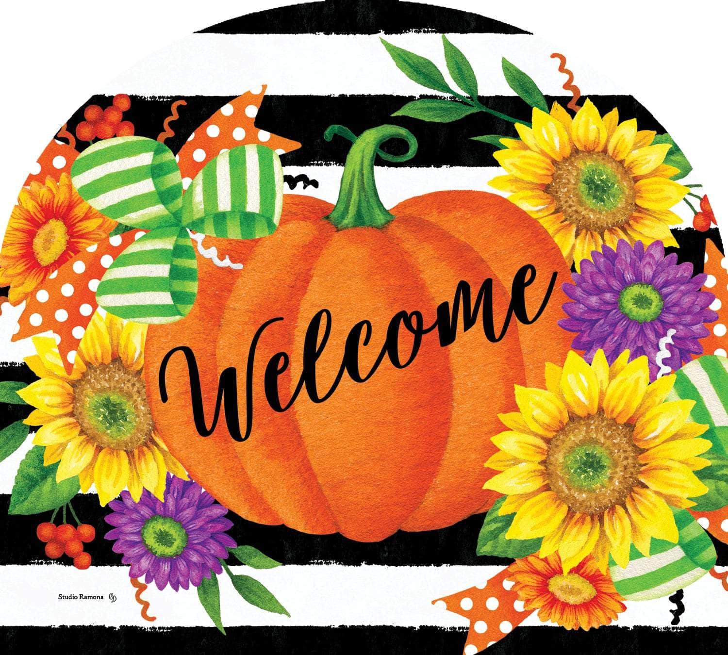 Pumpkin Splendor Arbor Mate panel featuring pumpkins and autumn accents, crafted from durable PVC to bring festive fall beauty and charm to your garden or outdoor space.