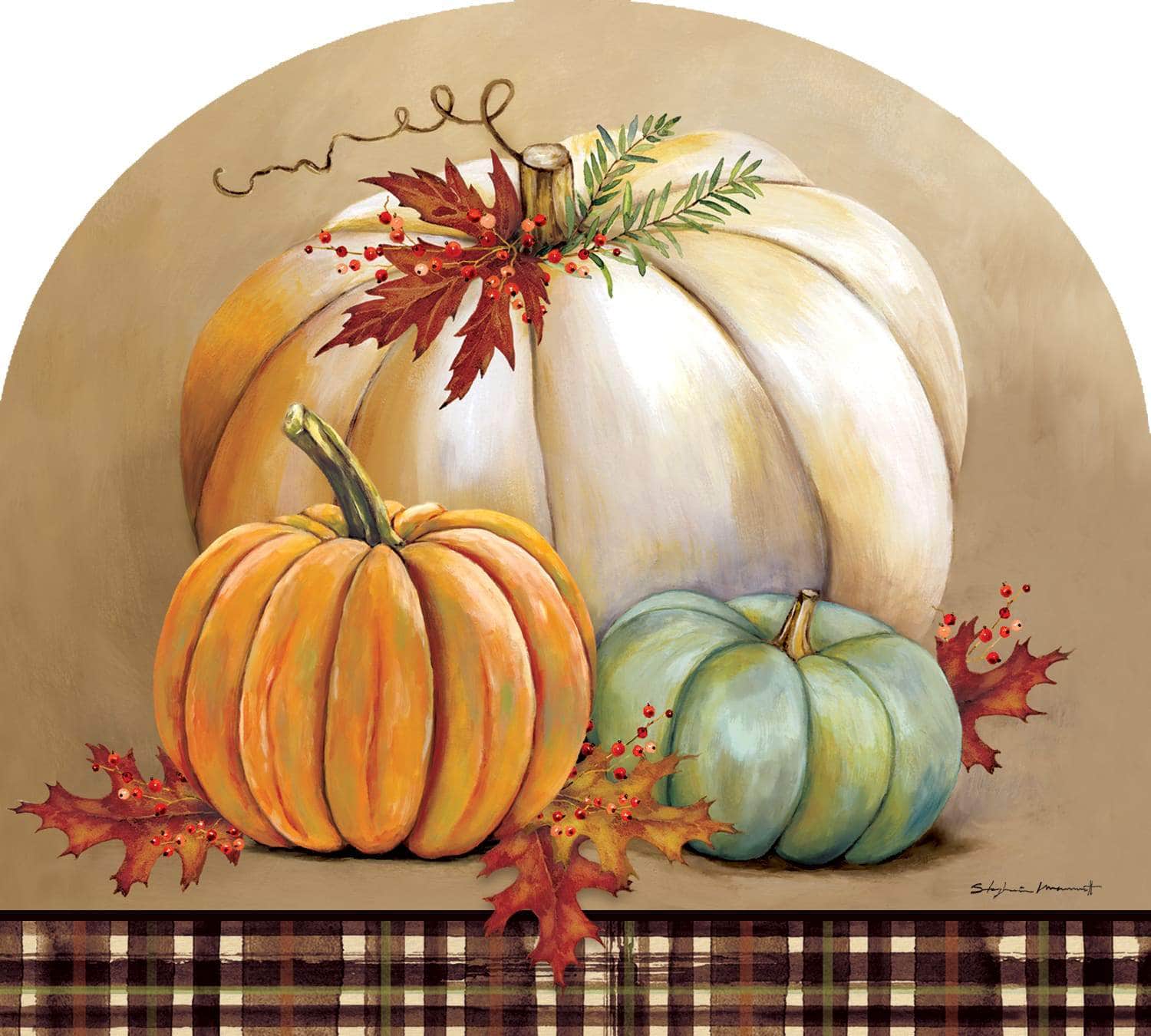 Pumpkin Trio-Arbor Mate panel featuring three pumpkins, crafted from durable PVC to bring harvest beauty and fall charm to your outdoor decor.