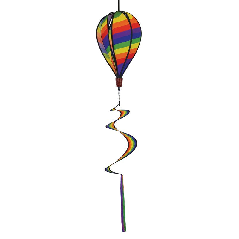 Rainbow Swirl 6-Panel Hot Air Balloon on a white background, featuring its vibrant swirl design with bold, colorful patterns.