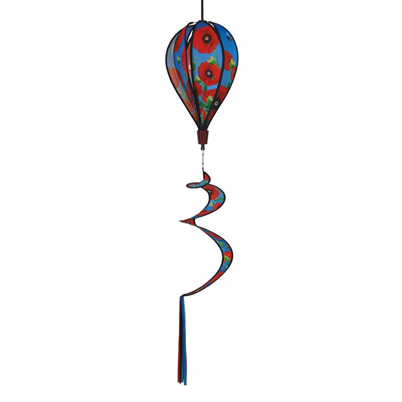 Red Poppies 6-Panel Hot Air Balloon on a white background, featuring stunning red poppy designs and elegant detailing.