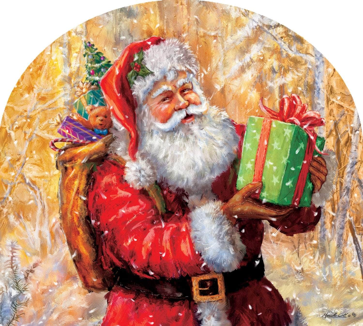 Santa on Gold-Arbor Mate panel featuring Santa Claus with gold accents, crafted from durable PVC to bring holiday elegance and cheer to your outdoor decor.