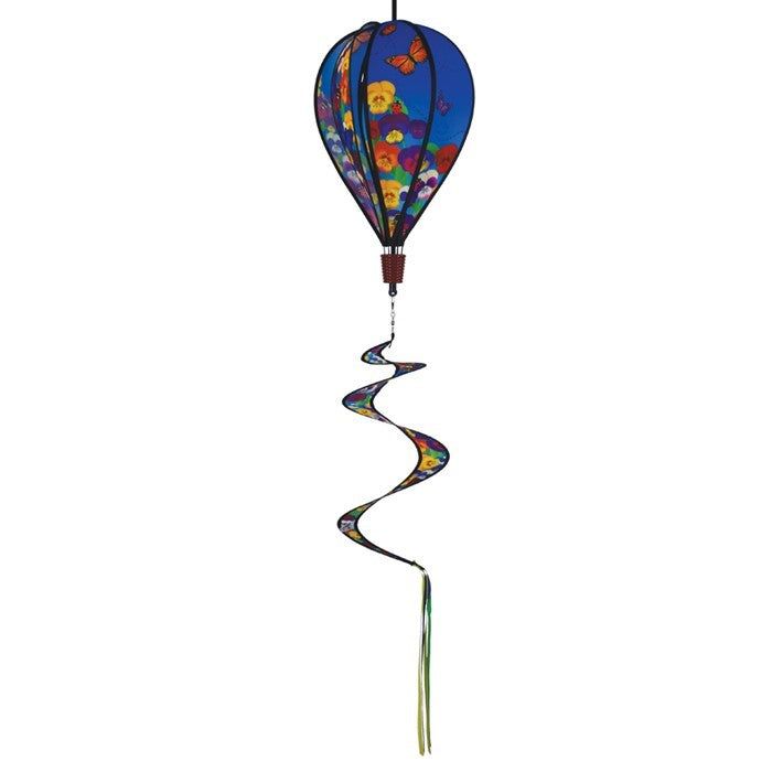 Spring Pansies 6-Panel Hot Air Balloon on a clean white background, showcasing its vibrant floral design and detailed craftsmanship.