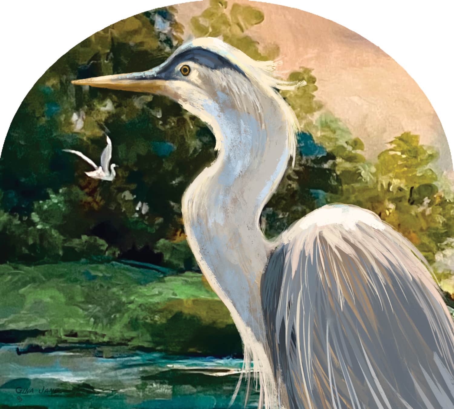 Stately Heron-Arbor Mate panel featuring an elegant heron, crafted from durable PVC to bring graceful, nature-inspired beauty to your outdoor decor.
