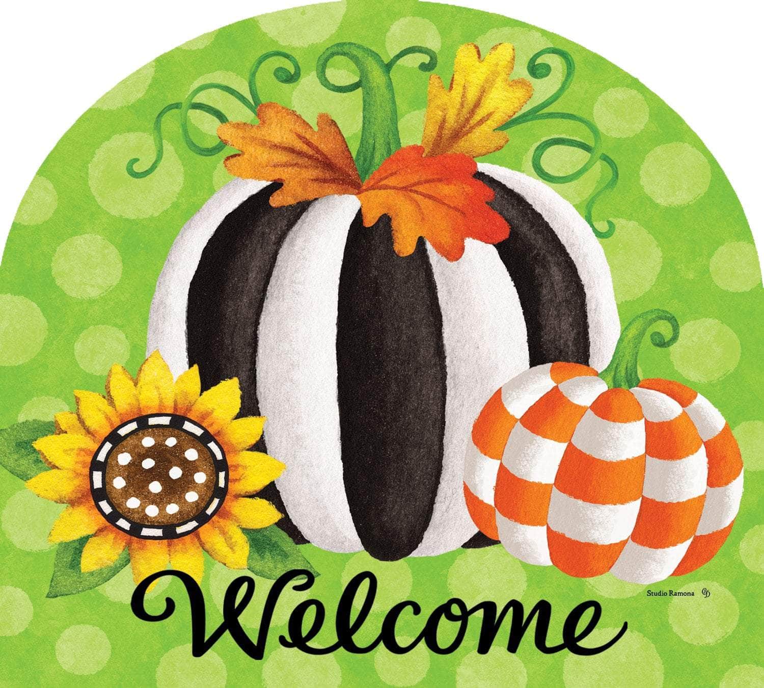 Striped Pumpkin-Arbor Mate panel featuring a pumpkin with vibrant stripes, crafted from durable PVC to bring festive fall beauty and charm to your outdoor decor.