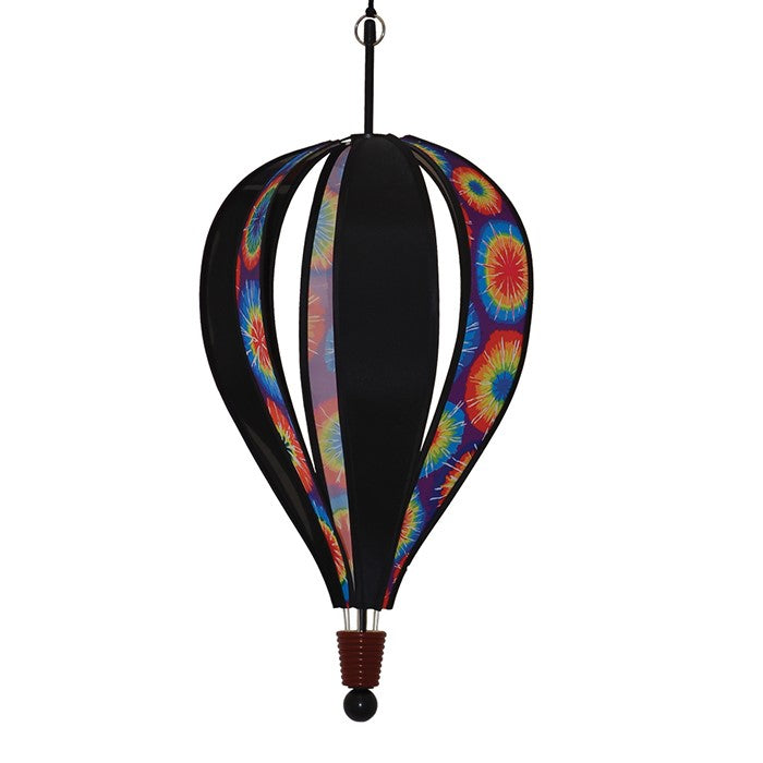 Tie Dye 6-Panel Hot Air Balloon on a white background, showcasing its vibrant and colorful tie-dye pattern with intricate details.