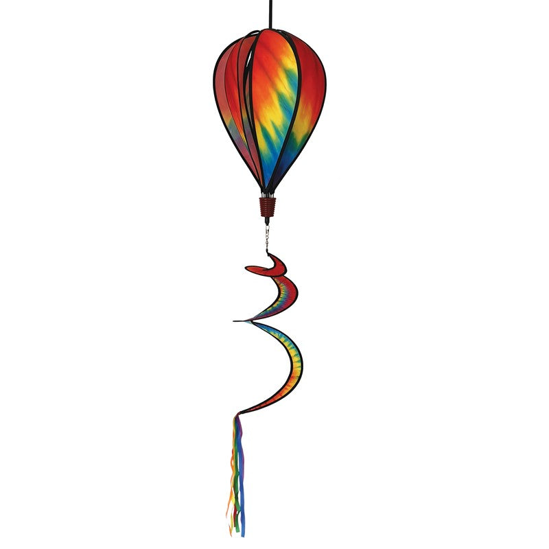 Tie Dye 6-Panel Hot Air Balloon on a white background, showcasing its vibrant multicolored tie-dye pattern and sleek design.