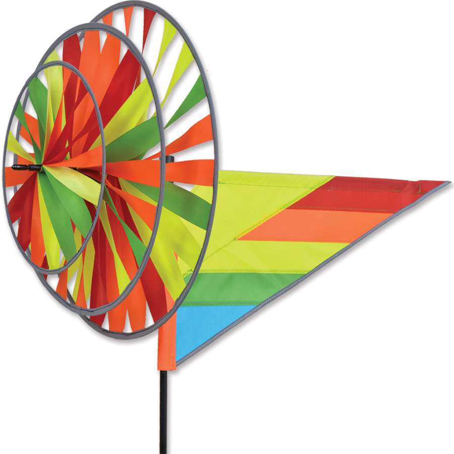 Reflective triple spinner with layered wheels, fade-resistant SunTex™ fabric, and light-catching accents—perfect for bright daytime color and glowing nighttime effect.
