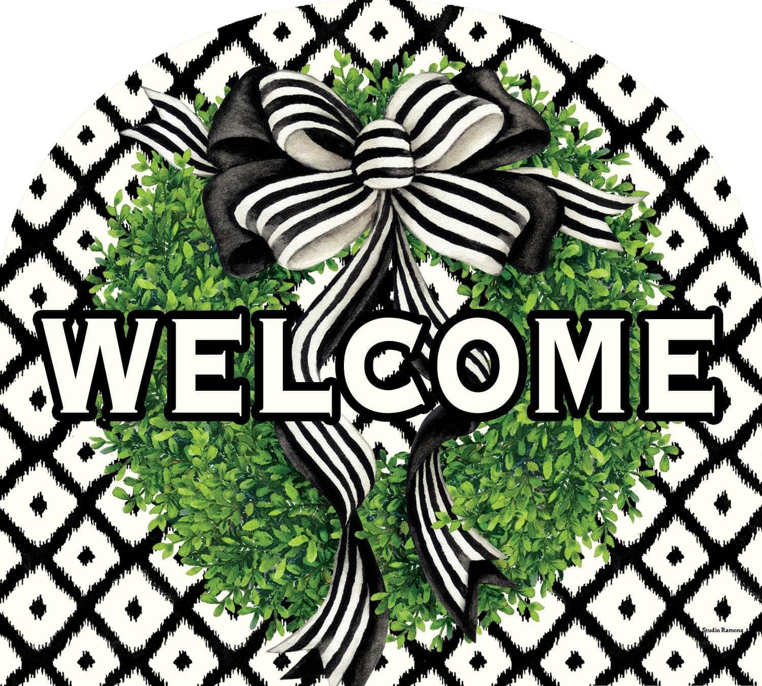 Welcome Wreath-Arbor Mate panel featuring a welcoming wreath with seasonal flowers, crafted from durable PVC to bring warmth and cheer to your outdoor decor.