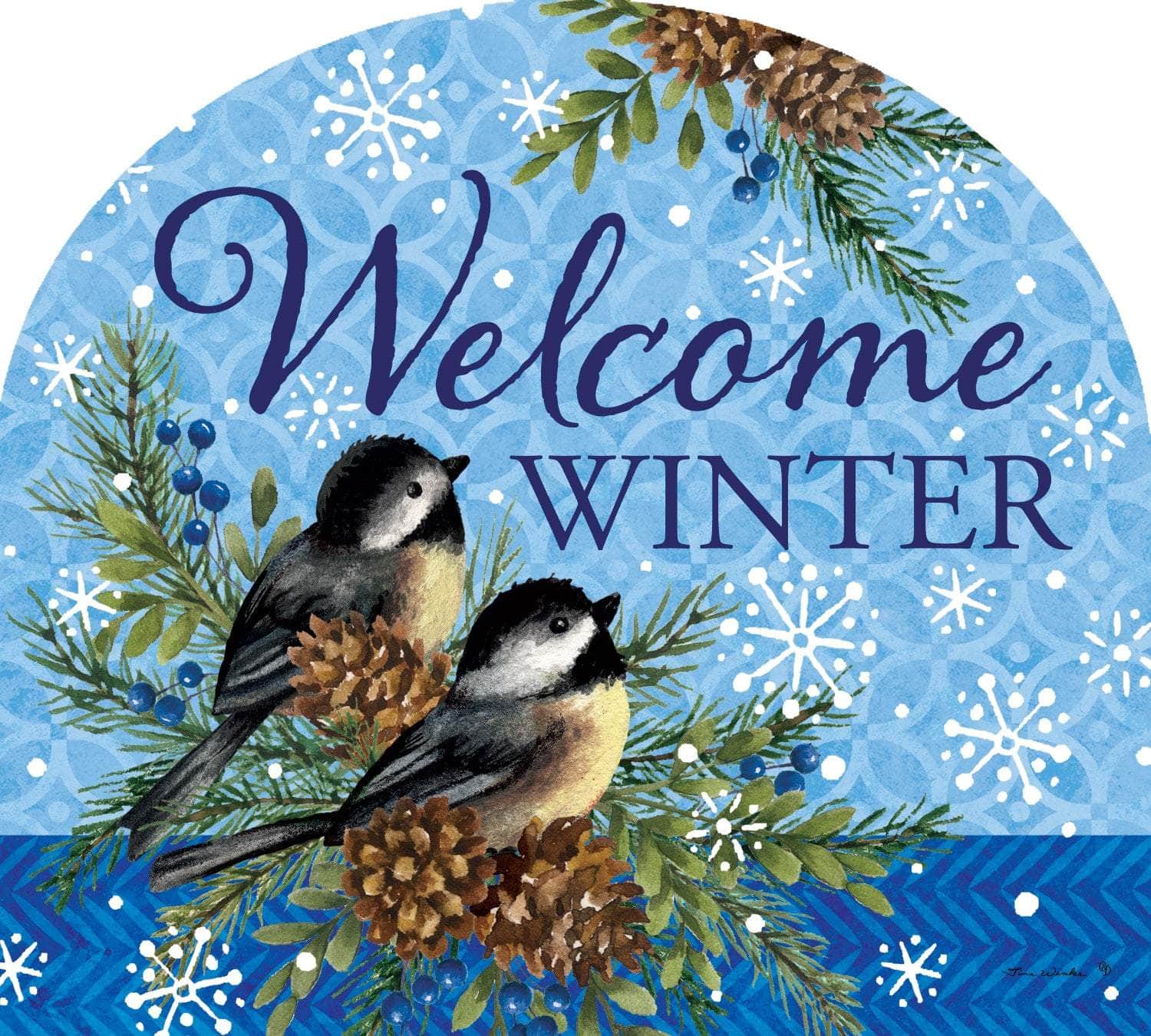 Winter Chickadee-Arbor Mate panel featuring a chickadee and winter accents, crafted from durable PVC to bring a serene, nature-inspired touch to your outdoor decor.